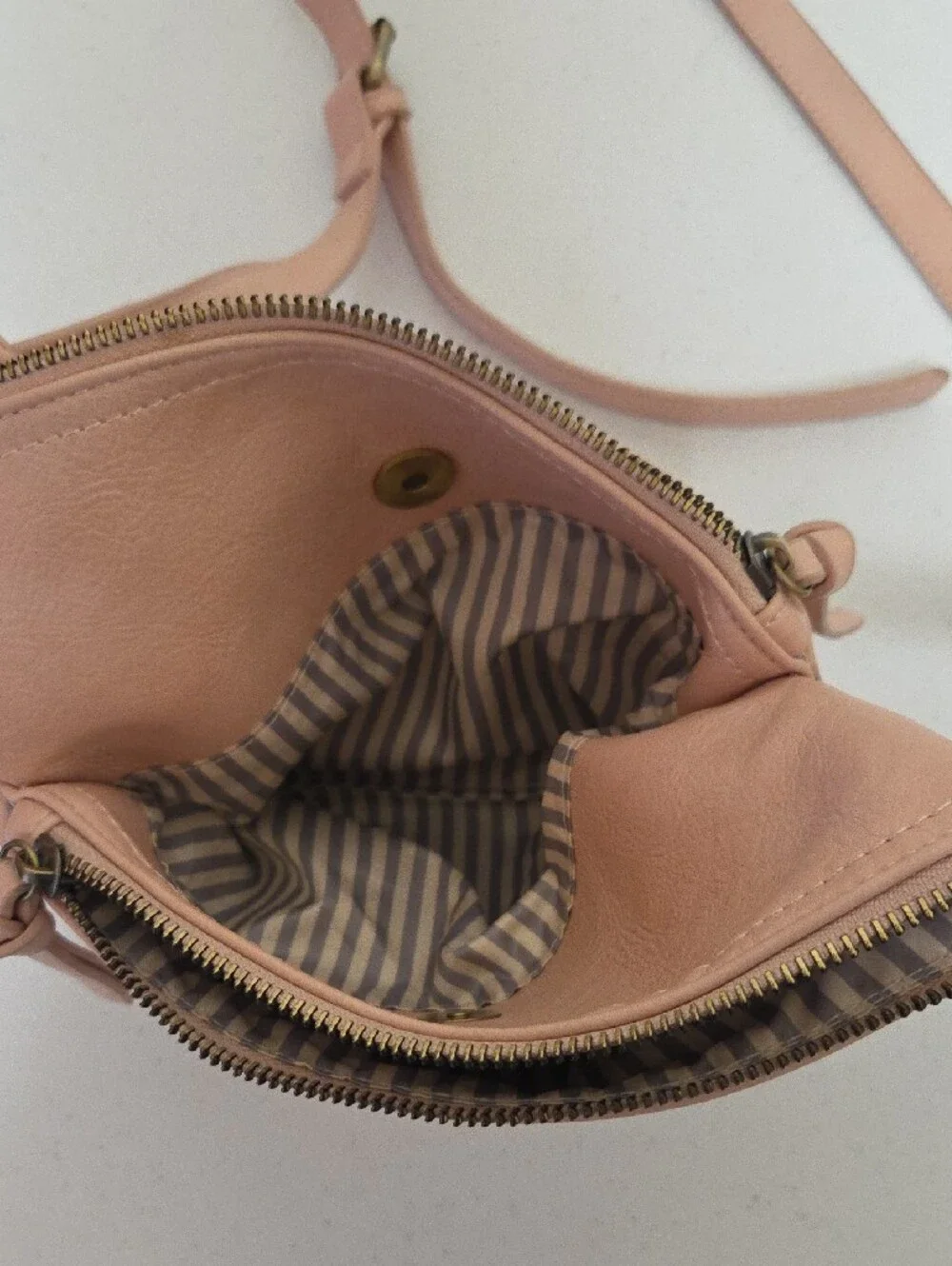 Sleek Blush Pink Crossbody Bag with 2 Pocket Diagonal Zip